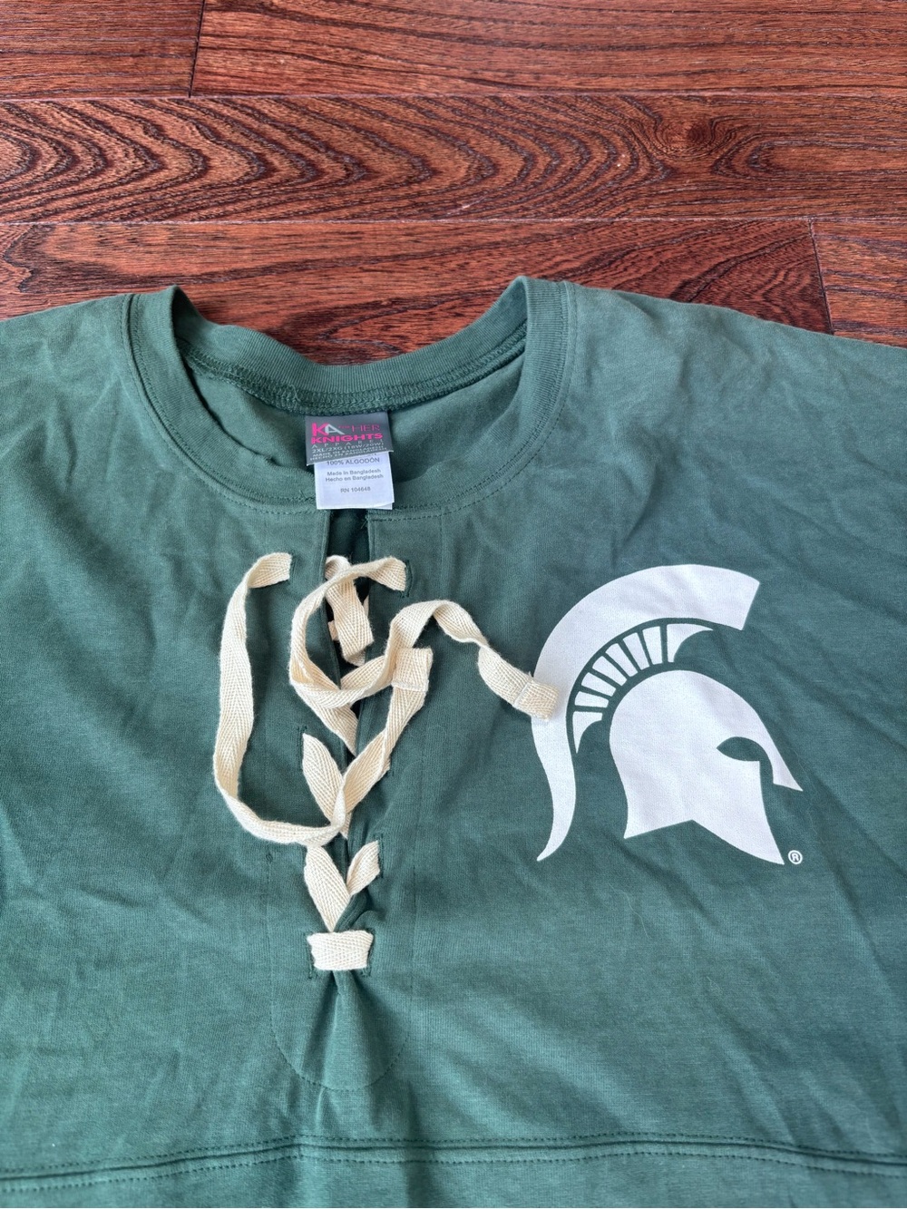 NWT Michigan State Apparel Forest Green Lace-Up Long-Sleeve Tee - Picture 3 of 4